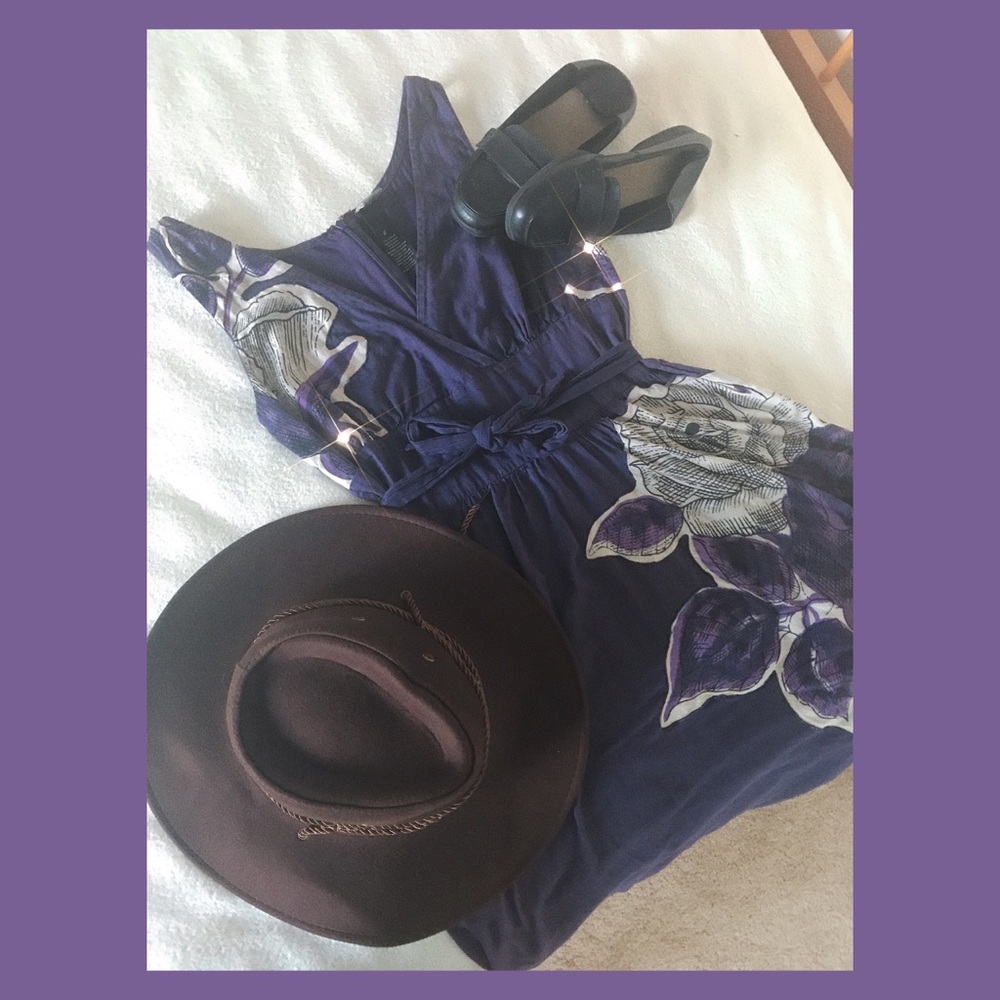 Purple Hawaiian Print Dress